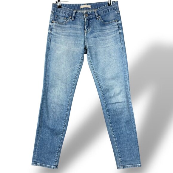 Uniclo Jeans Womens Sz 22" Mid-Rise Slim Tapered Blue Medium Wash Stretch Denim - Picture 1 of 11